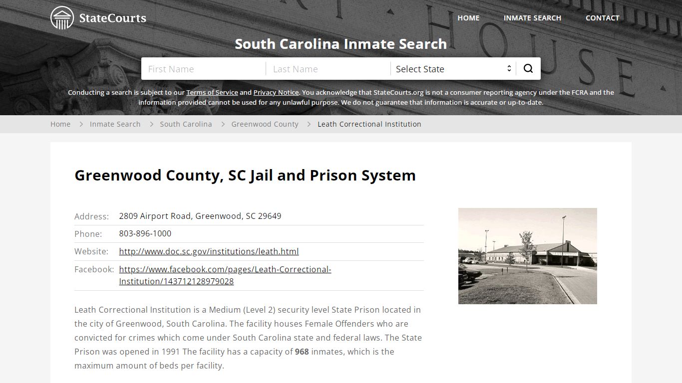 Leath Correctional Institution Inmate Records Search, South Carolina ...